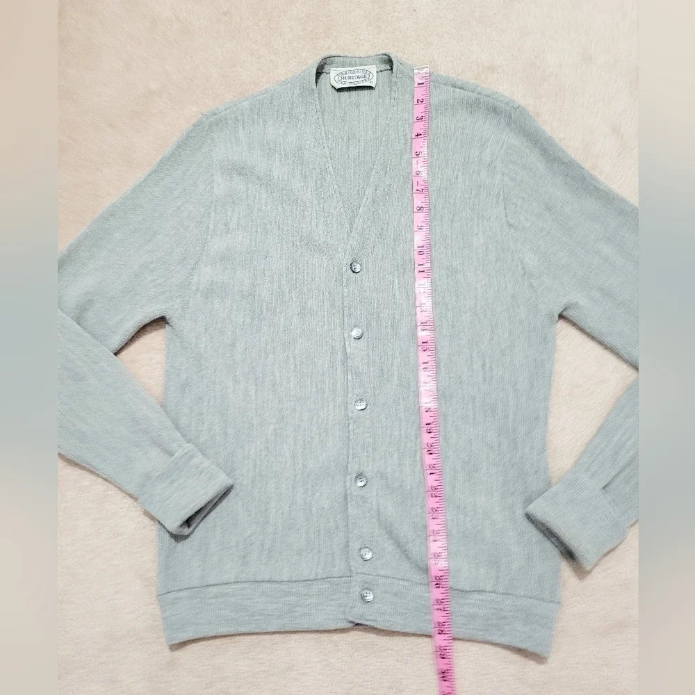 Heritage USA Men’s Cardigan Sweater Size XL Gray Wool Blend Vintage Made In USA